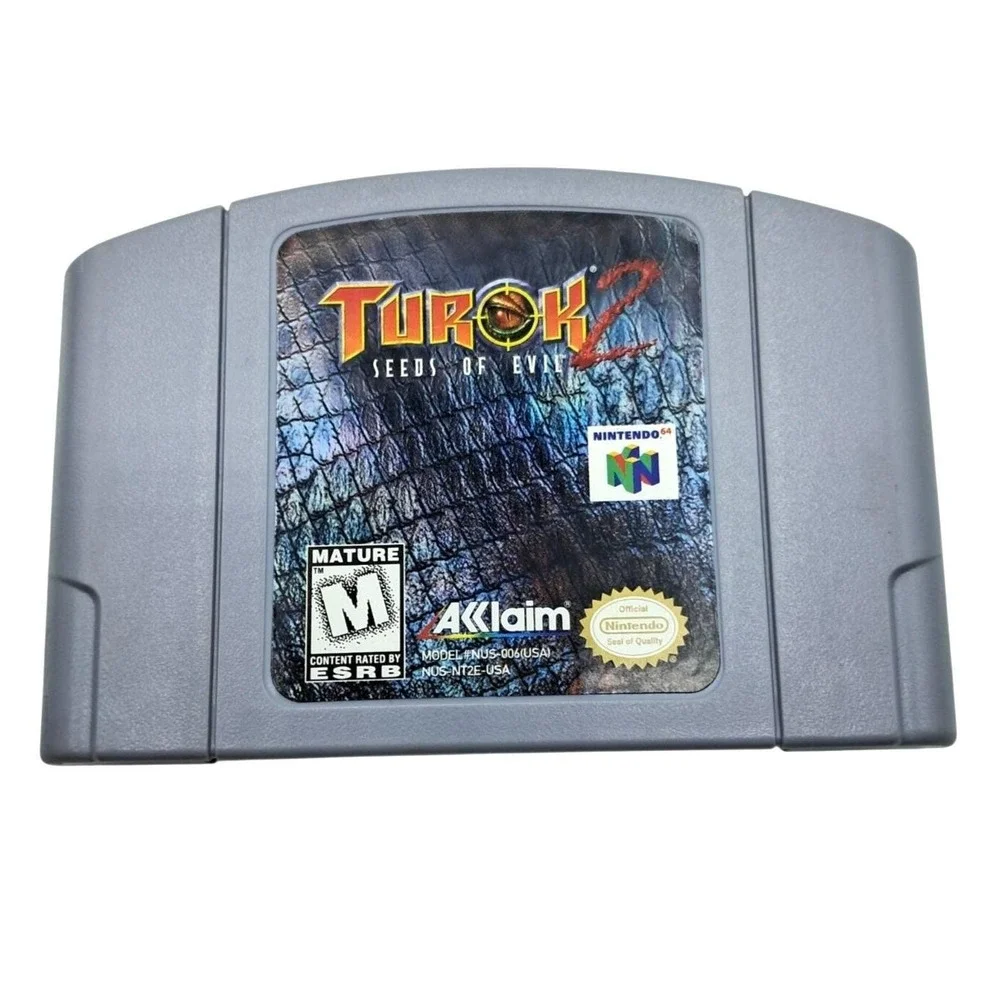 Acclaim Turok 2 Seeds of Evil Nintendo 64 N64 Gray Game Cartridge‎ NUS-006 USA